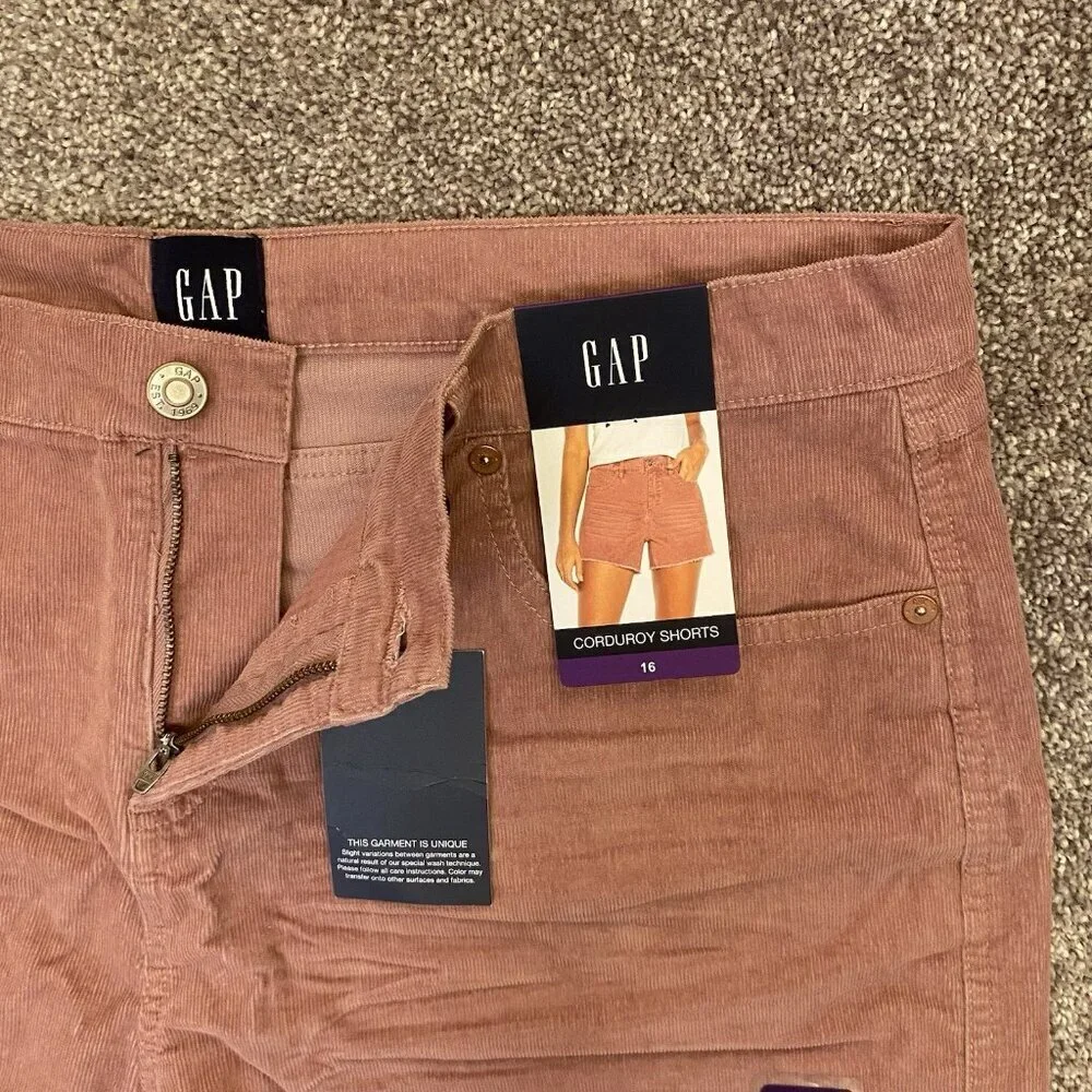 GAP Women's Corduroy Shorts 4 in Raw Edge Hem Cut Off Rose Size 16 - NWT $49.95